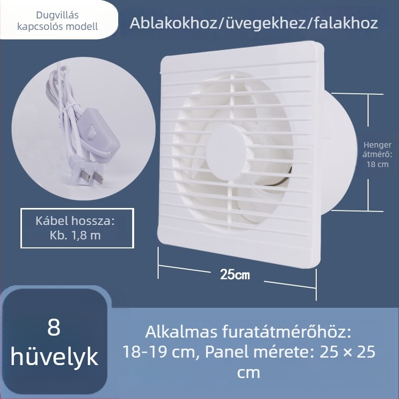 Fürdőszoba- és konyhai szellőztető ventilátor, erős ventiláció, háztartási füstelszívó