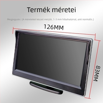 5 hüvelykes autós kijelző ezüst kerettel, HD felbontás, 12-24V bemenet, visszapillantó kamera