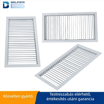 Alumínium ötvözetből készült egyrétegű lamellás légkimeneti rács központi klímaberendezéshez, állítható kivezető a pormentes műhelyhez