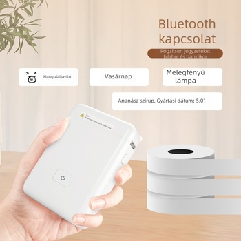 Termikus címkenyomtató, Bluetooth, kompakt, zsebméretű, otthoni használatra