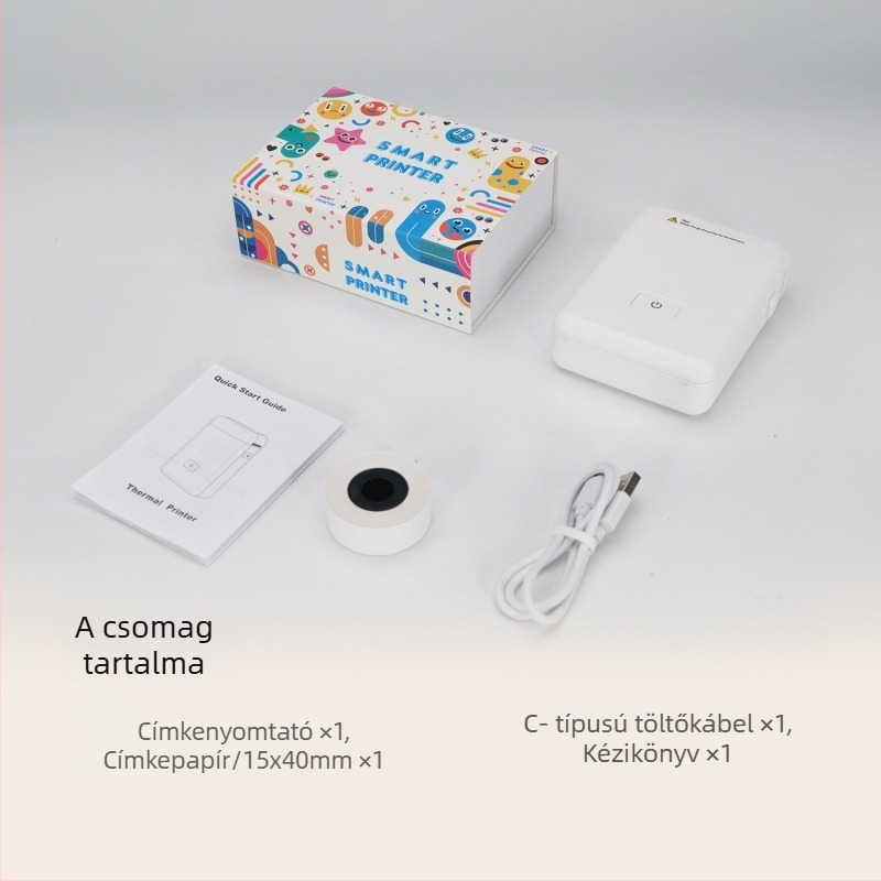 Termikus címkenyomtató, Bluetooth, kompakt, zsebméretű, otthoni használatra