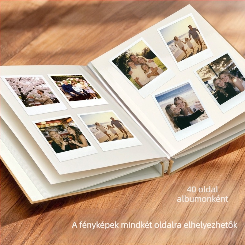 Kollázs költészet vászon borítású önszívó fotóalbum – DIY illusztrált fotótároló, kétoldalas, 40 oldal, pároknak