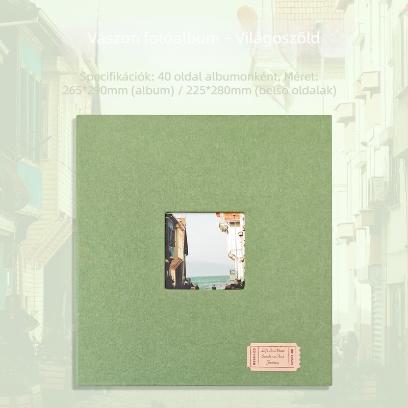 Kollázs költészet vászon borítású önszívó fotóalbum – DIY illusztrált fotótároló, kétoldalas, 40 oldal, pároknak