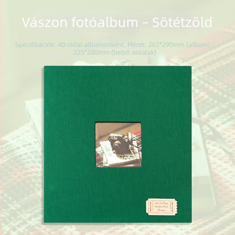 Kollázs költészet vászon borítású önszívó fotóalbum – DIY illusztrált fotótároló, kétoldalas, 40 oldal, pároknak