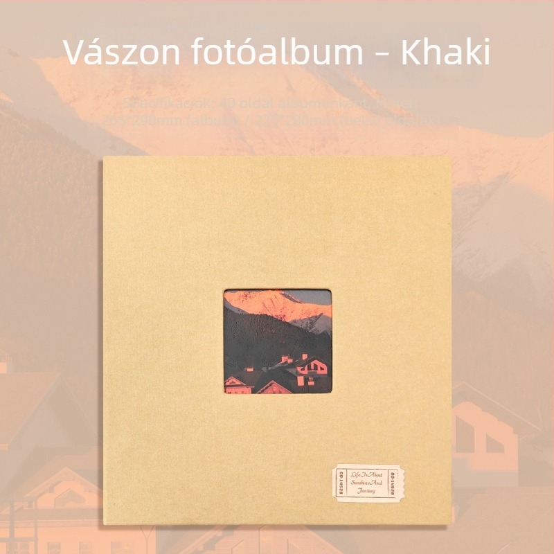 Kollázs költészet vászon borítású önszívó fotóalbum – DIY illusztrált fotótároló, kétoldalas, 40 oldal, pároknak