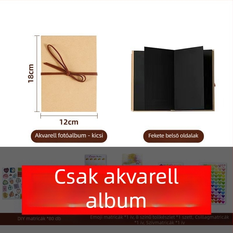 Fekete borítós fotóalbum, akordeon stílusú, DIY hajtogatható 3D pop-up könyv pároknak, ballagási ajándék