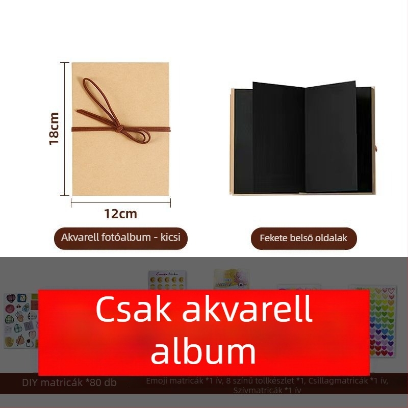 Fekete borítós fotóalbum, akordeon stílusú, DIY hajtogatható 3D pop-up könyv pároknak, ballagási ajándék