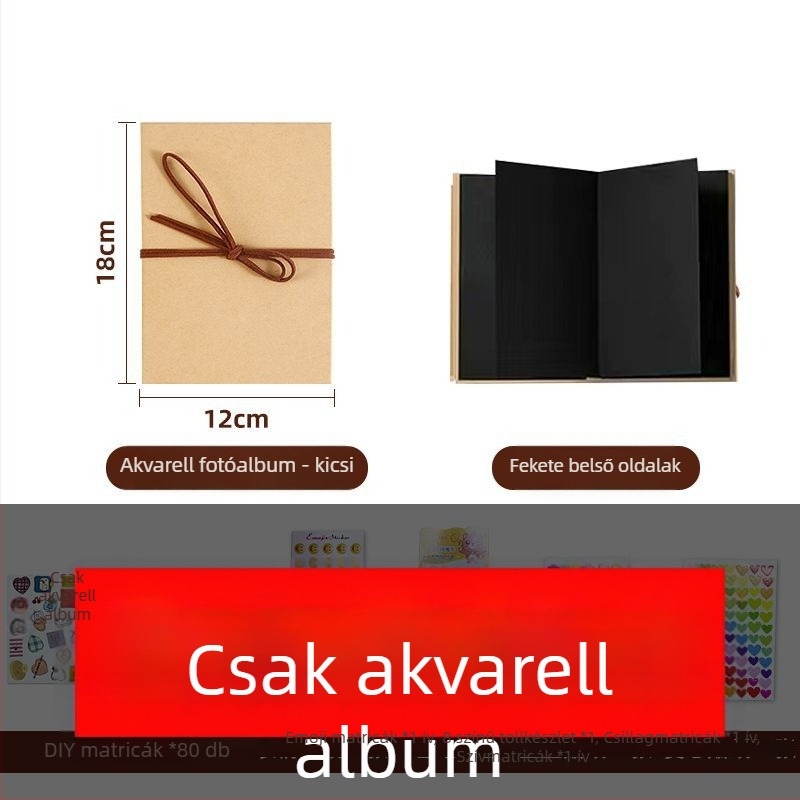 Fekete borítós fotóalbum, akordeon stílusú, DIY hajtogatható 3D pop-up könyv pároknak, ballagási ajándék