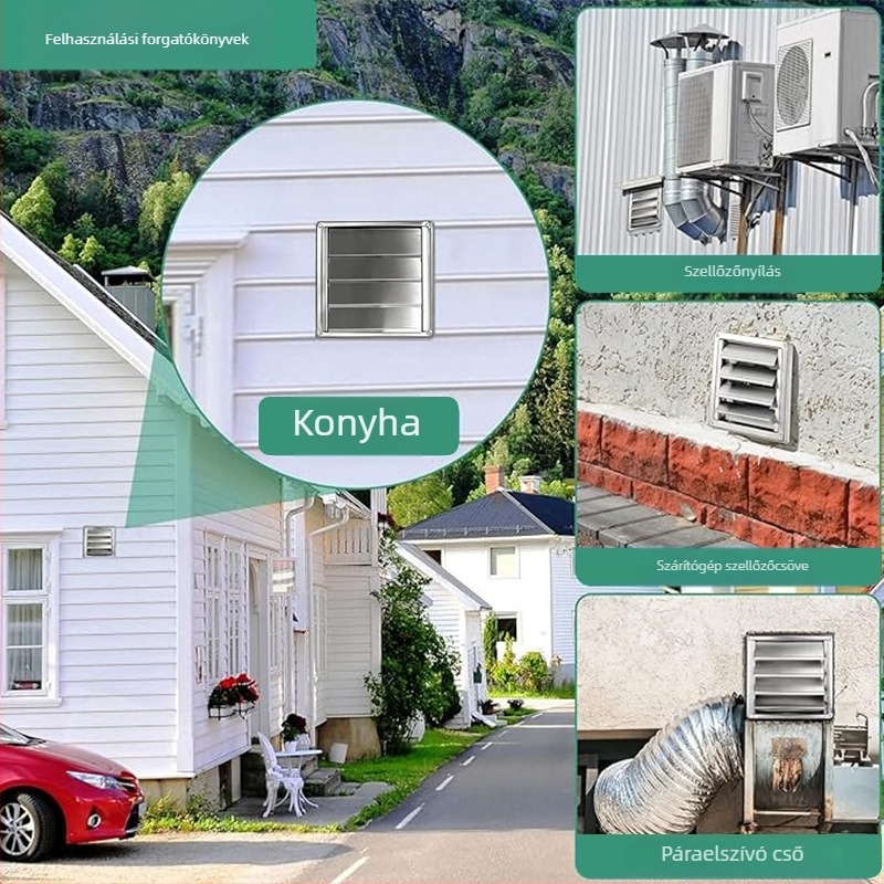 Nyitható kör alakú szárítógép szellőzőfedél, külső rács, 304 rozsdamentes acél, 4/5/6 hüvelyk