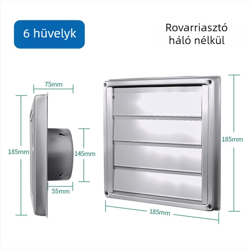 Nyitható kör alakú szárítógép szellőzőfedél, külső rács, 304 rozsdamentes acél, 4/5/6 hüvelyk