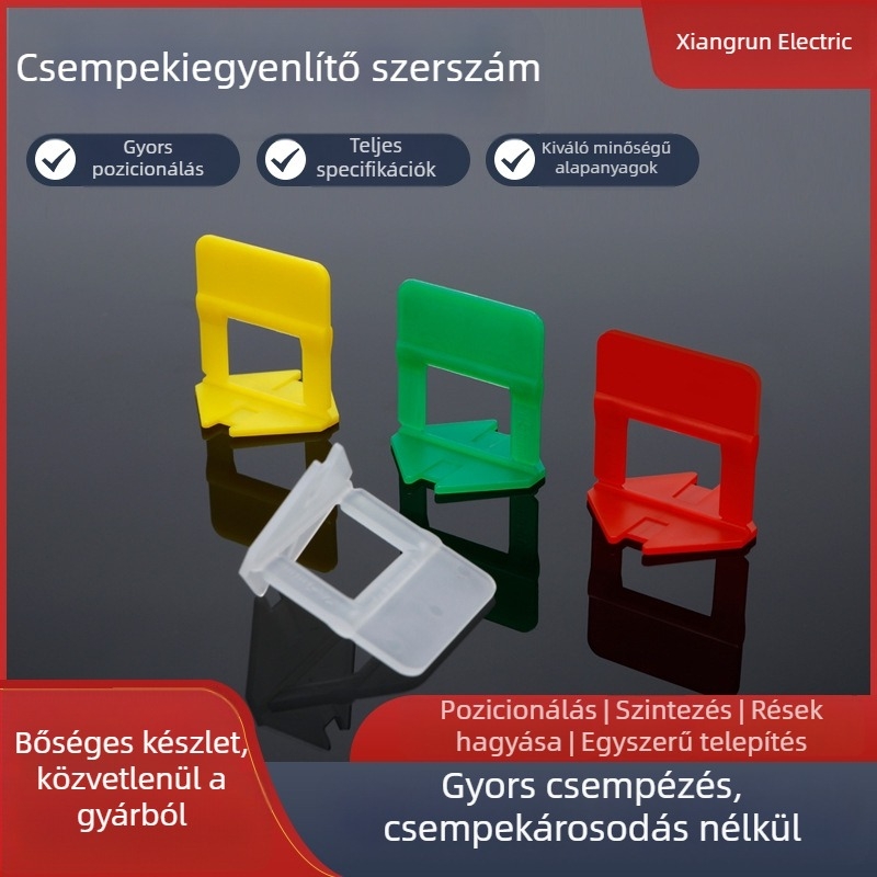 Lyuk nélküli csempe szintező klipek keresztezett pozicionálóval, padló- és falicsempékhez, hézag-támasztó