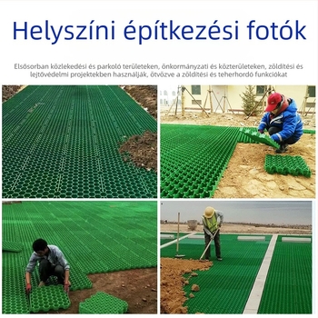 Szürke 5 cm-es műanyag gyeptartó háló, sík élű, lejtővédelmi és parkolóhelyekhez