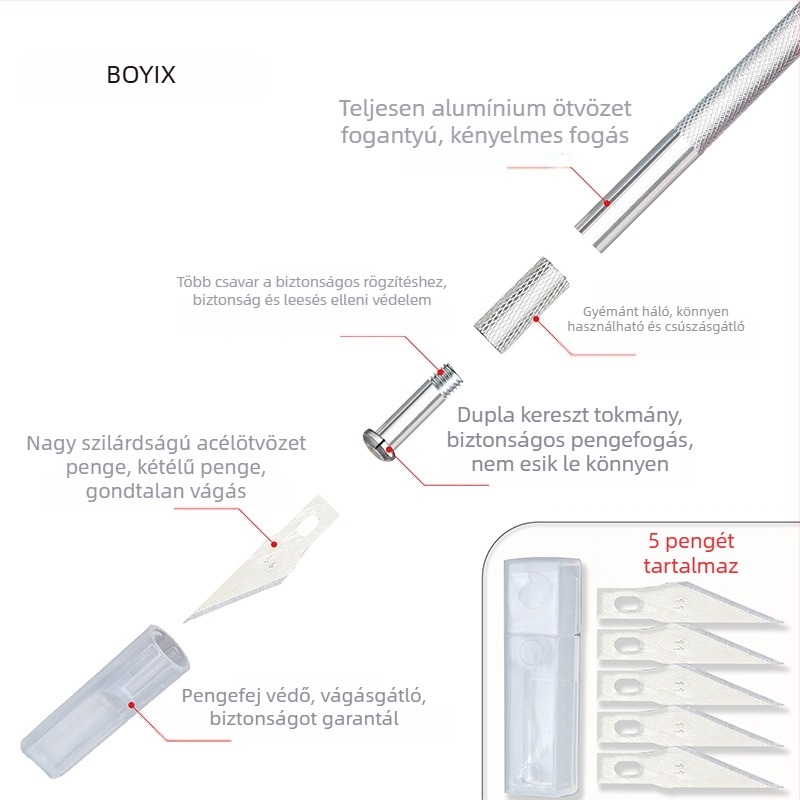 Bo Yi Xuan ötvözetű multifunkcionális vágókés papír vágáshoz és DIY projektekhez