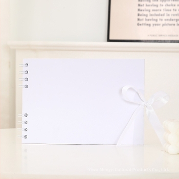 A5-ös fotóalbum fekete kartonból, spirálkötéssel, DIY masni-szalag scrapbook, 30 belső oldal
