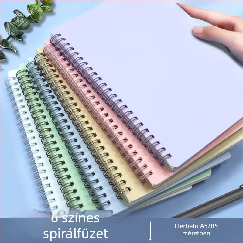 Morandi pasztell, oldalra nyíló átlátszó PP üzleti notesz, üres és vonalas oldalakkal, A5/B5 formátum, vizsgára felkészítéshez