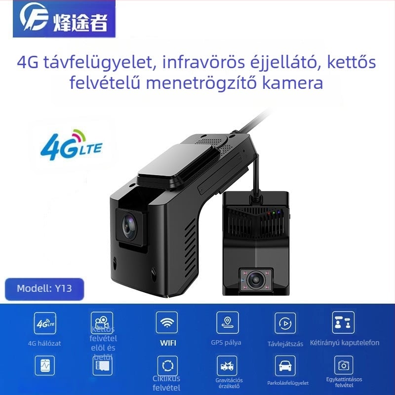Autós dashcam infravörös éjszakai látással és 4G távoli hozzáféréssel, parkolásfigyelés, Wi-Fi, GPS helymeghatározás és útvonal-nyomkövetés