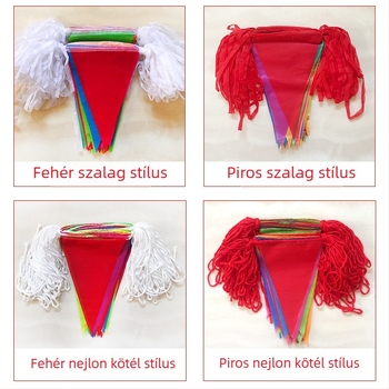 Színes háromszög zászlófüzér esküvőkre, születésnapokra és ünnepségekre
