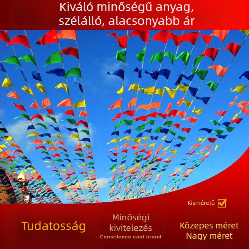 Színes háromszög zászlófüzér esküvőkre, születésnapokra és ünnepségekre