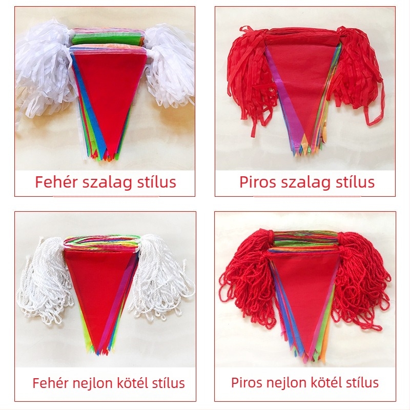 Színes háromszög zászlófüzér esküvőkre, születésnapokra és ünnepségekre