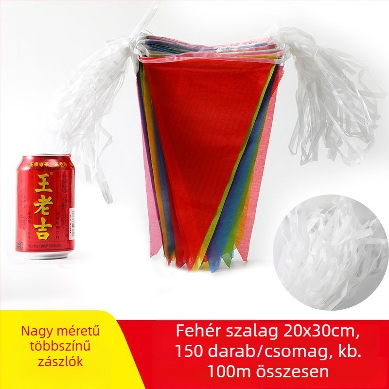 Színes háromszög zászlófüzér esküvőkre, születésnapokra és ünnepségekre