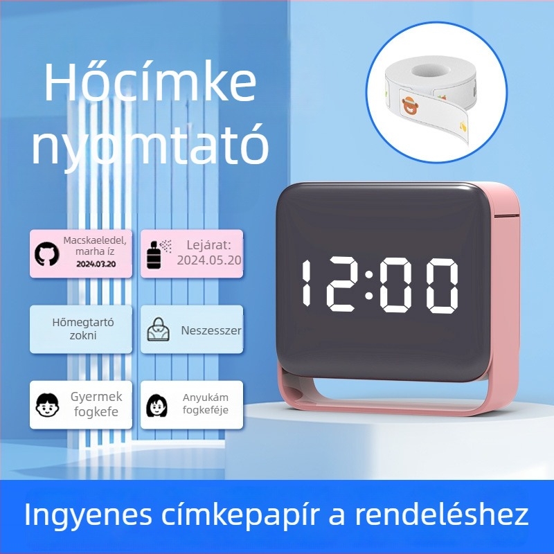 Hordozható termikus címkenyomtató árucímkékhez, ruházati címkékhez és akasztó címkékhez, kézben tartható vonalkódnyomtató