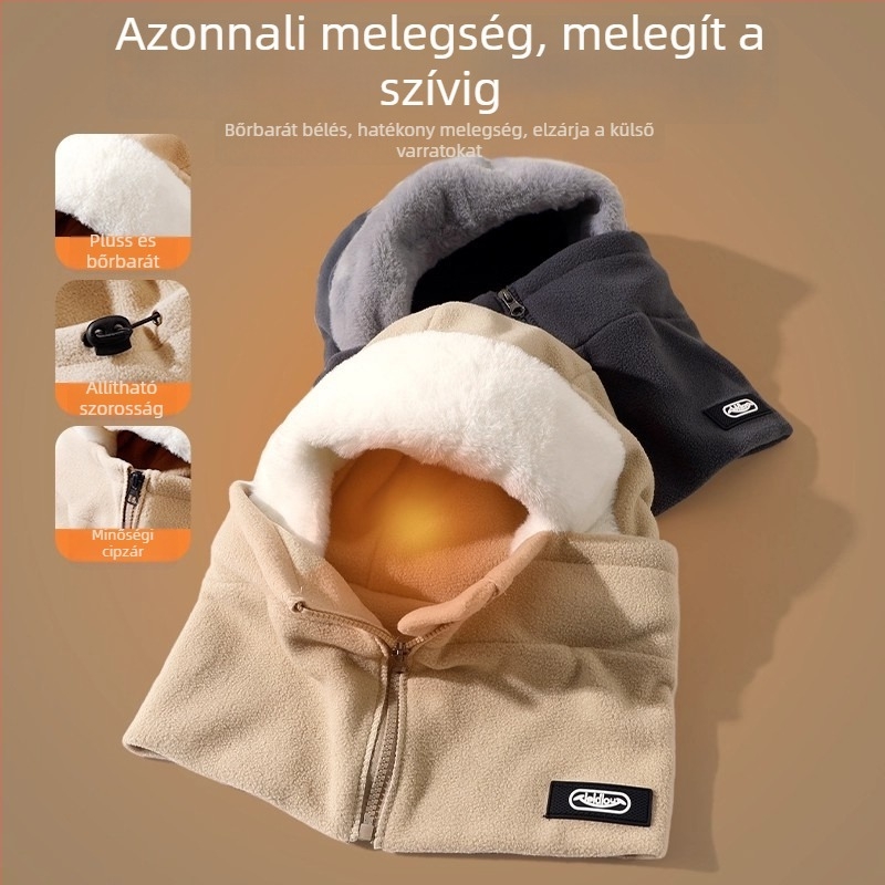 Téli kerékpáros balaclava integrált arcmaszkkal és nyakmelegítővel – teljes arcvédelmet nyújtó, meleg plüss kapucnis fejfedő nőknek és férfiaknak