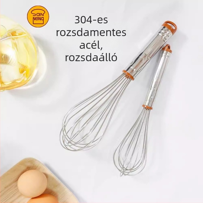 Sanneng SN4883 rozsdamentes acél, 8/10 hüvelykes kézi tojásfelverő – otthoni használatra