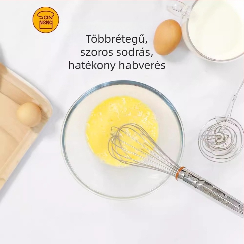 Sanneng SN4883 rozsdamentes acél, 8/10 hüvelykes kézi tojásfelverő – otthoni használatra