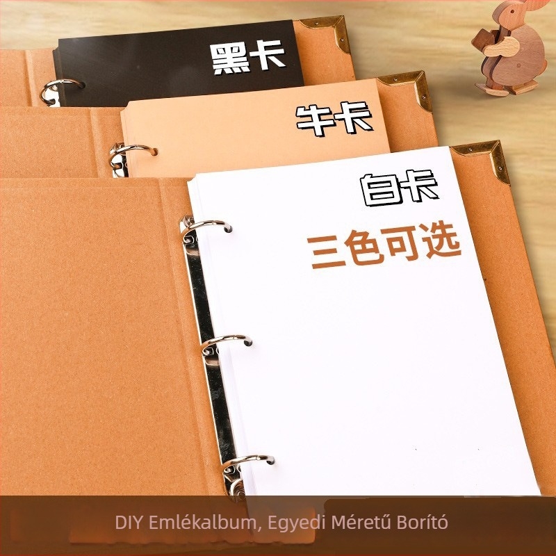 DIY Üres fotóalbum A4-es kraft papír borítóval, levehető lapokkal, akordeon-formátumú oldalakkal, osztálytársak emlékére