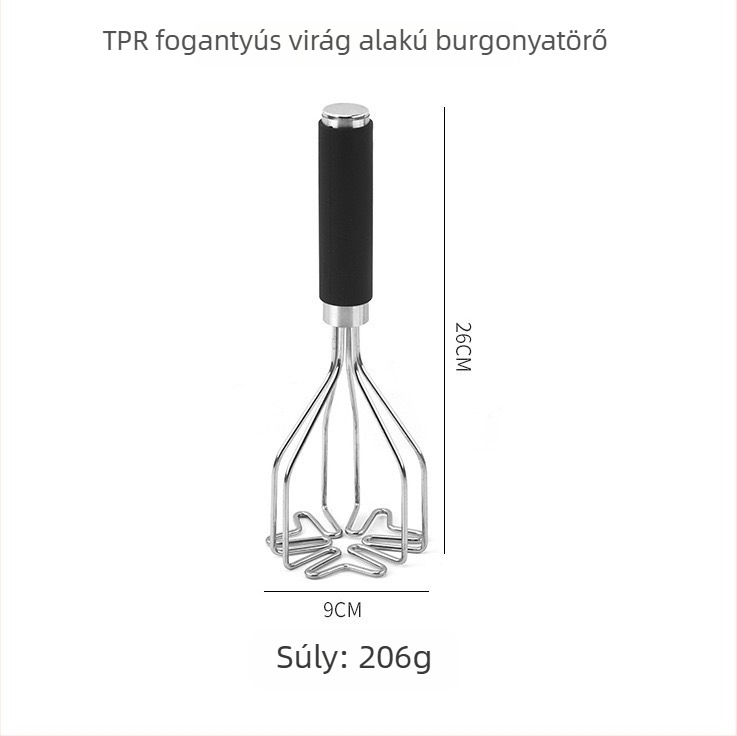 Rozsdamentes acél kézi burgonya-nyomó, kétoldalas