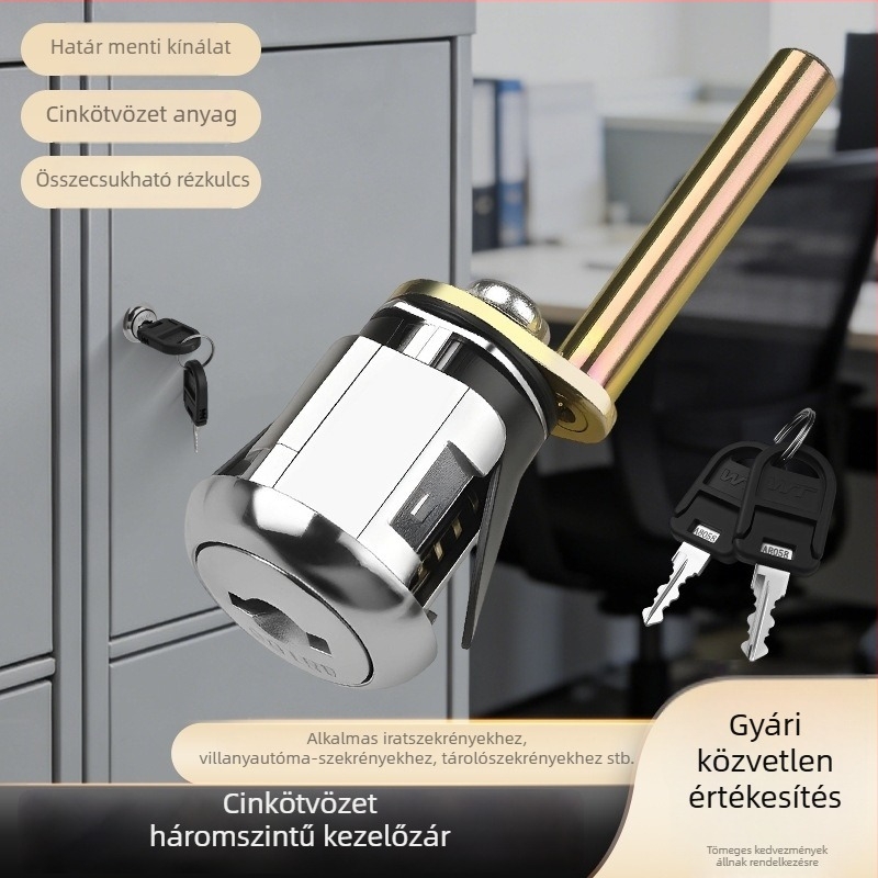 WT0703 Háromszintű kezelési fiókzár, iratrendező zár és cserélhető zárbetét (cam lock)