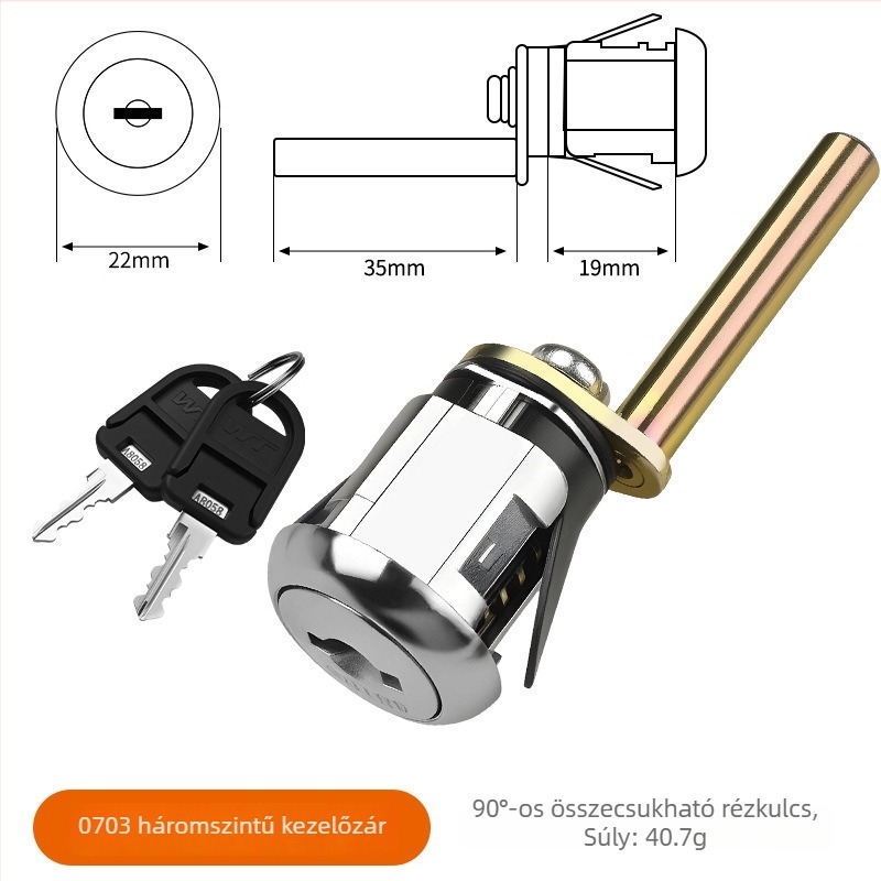 WT0703 Háromszintű kezelési fiókzár, iratrendező zár és cserélhető zárbetét (cam lock)