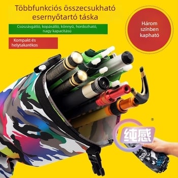 Horgászfelszerelés táska esernyő- és botrekesszel, vízálló, nagy kapacitású, keresztpánttal