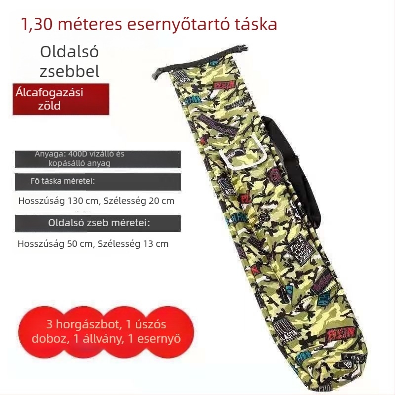 Horgászfelszerelés táska esernyő- és botrekesszel, vízálló, nagy kapacitású, keresztpánttal