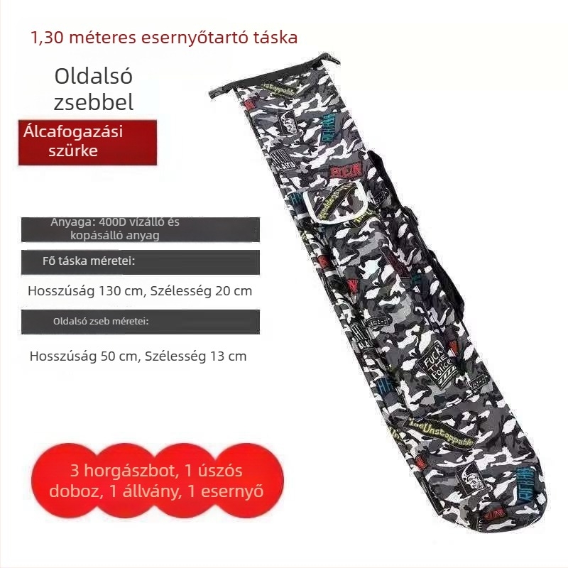 Horgászfelszerelés táska esernyő- és botrekesszel, vízálló, nagy kapacitású, keresztpánttal