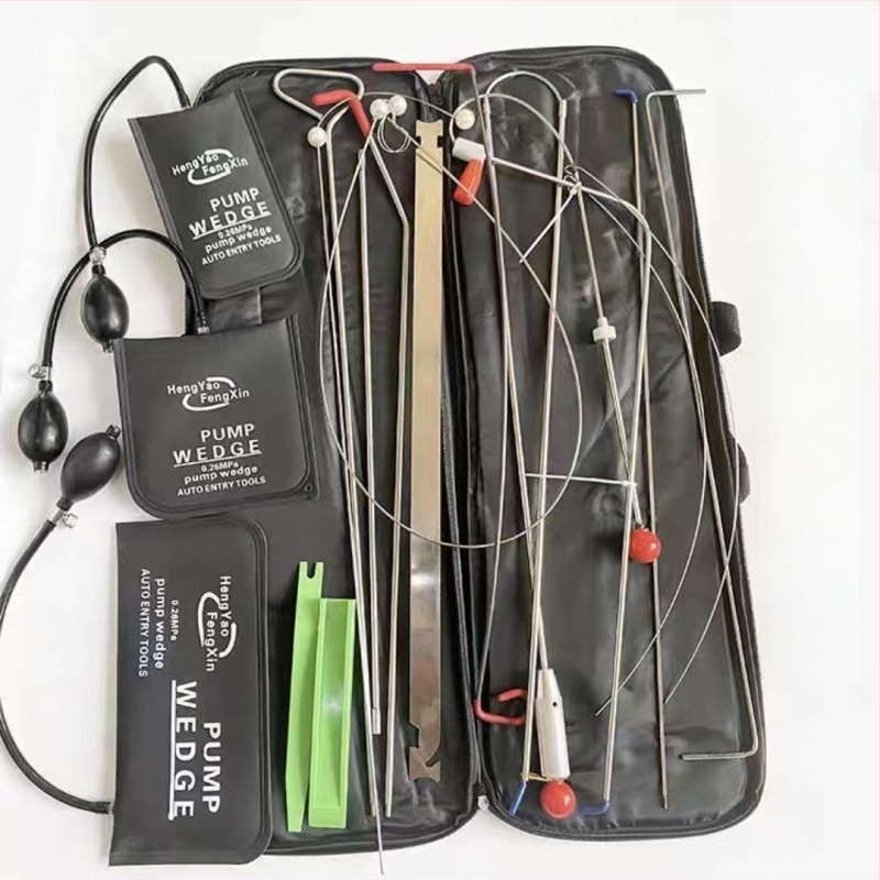 Autójavító készlet légzsák lehúzó kampókkal, toló- és húzó dőlésekkel, vészhelyzeti rúd és vontatókötél
