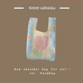 Női kötött táska - poliészter szövésű, kézitáska és csuklón viselhető táska