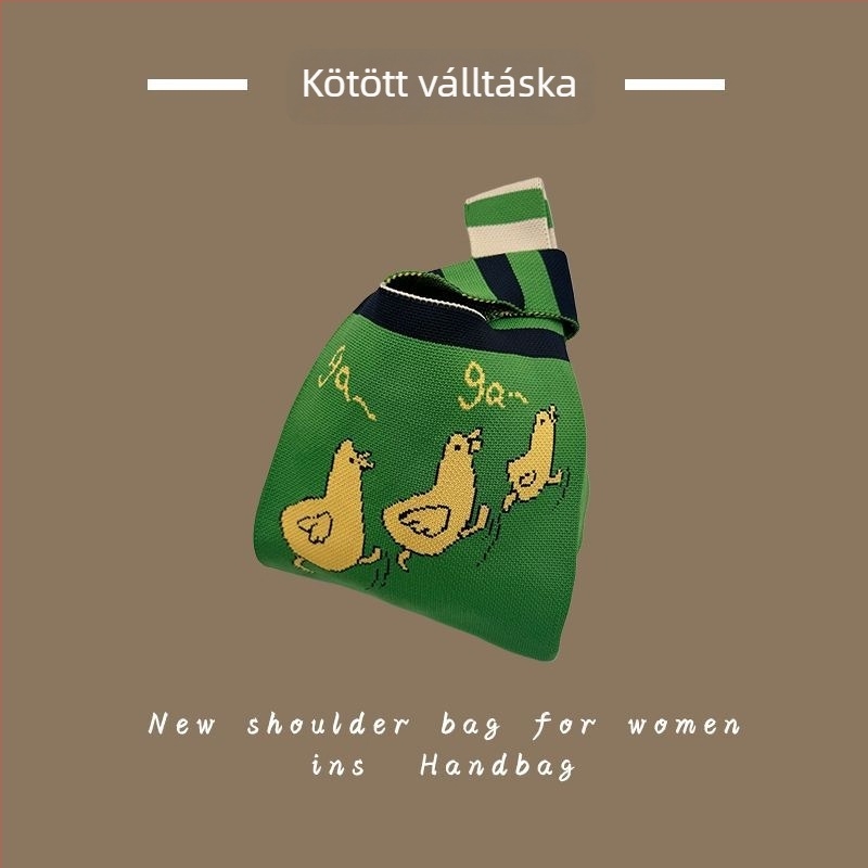 Női kötött táska - poliészter szövésű, kézitáska és csuklón viselhető táska