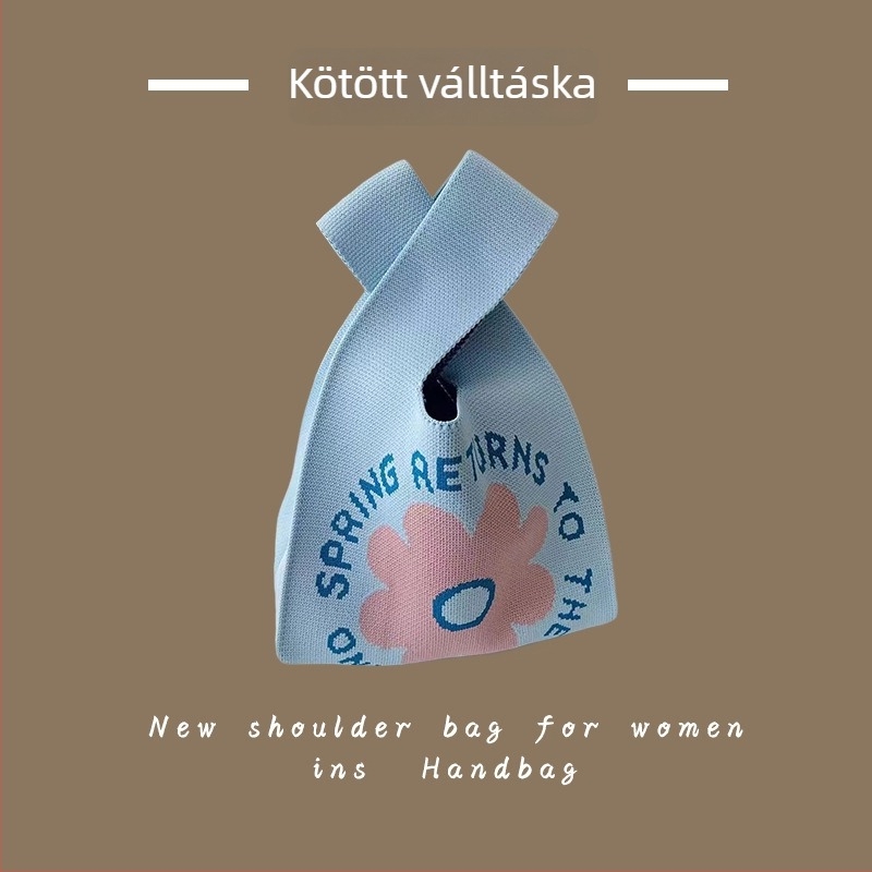 Női kötött táska - poliészter szövésű, kézitáska és csuklón viselhető táska