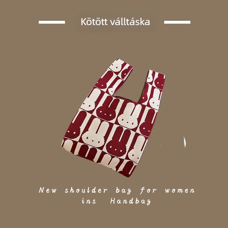 Női kötött táska - poliészter szövésű, kézitáska és csuklón viselhető táska