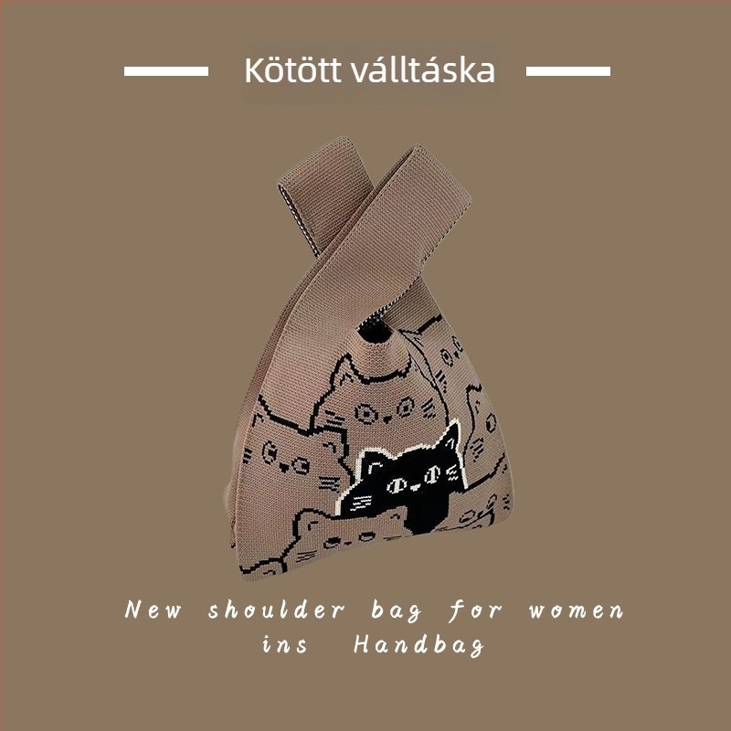 Női kötött táska - poliészter szövésű, kézitáska és csuklón viselhető táska