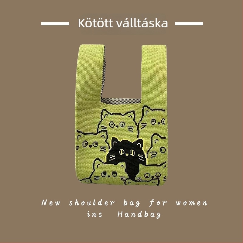 Női kötött táska - poliészter szövésű, kézitáska és csuklón viselhető táska
