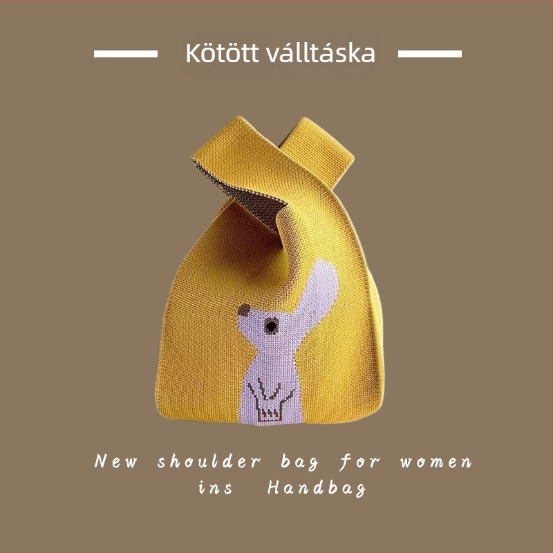 Női kötött táska - poliészter szövésű, kézitáska és csuklón viselhető táska