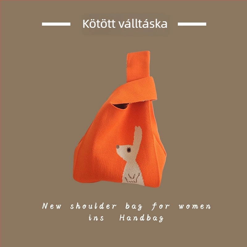 Női kötött táska - poliészter szövésű, kézitáska és csuklón viselhető táska