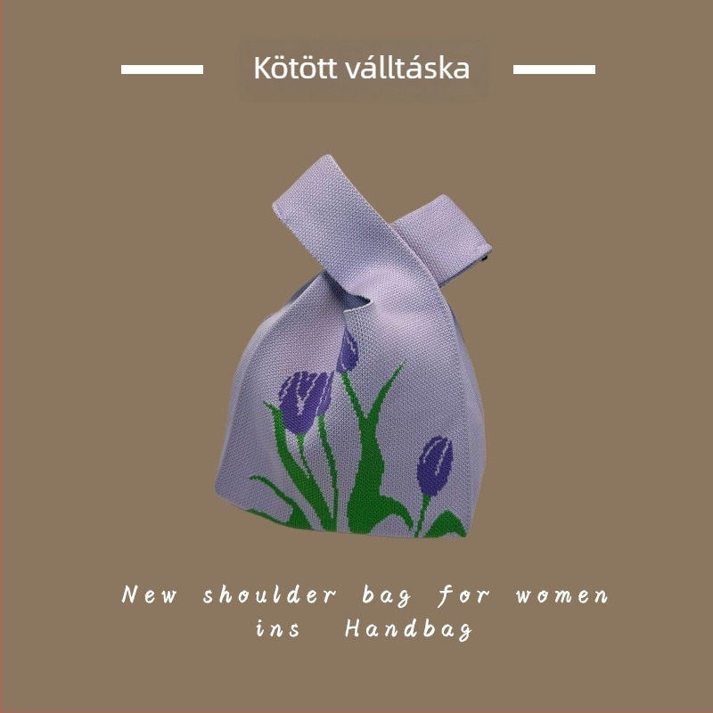 Női kötött táska - poliészter szövésű, kézitáska és csuklón viselhető táska