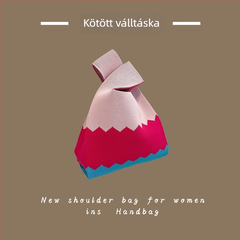 Női kötött táska - poliészter szövésű, kézitáska és csuklón viselhető táska