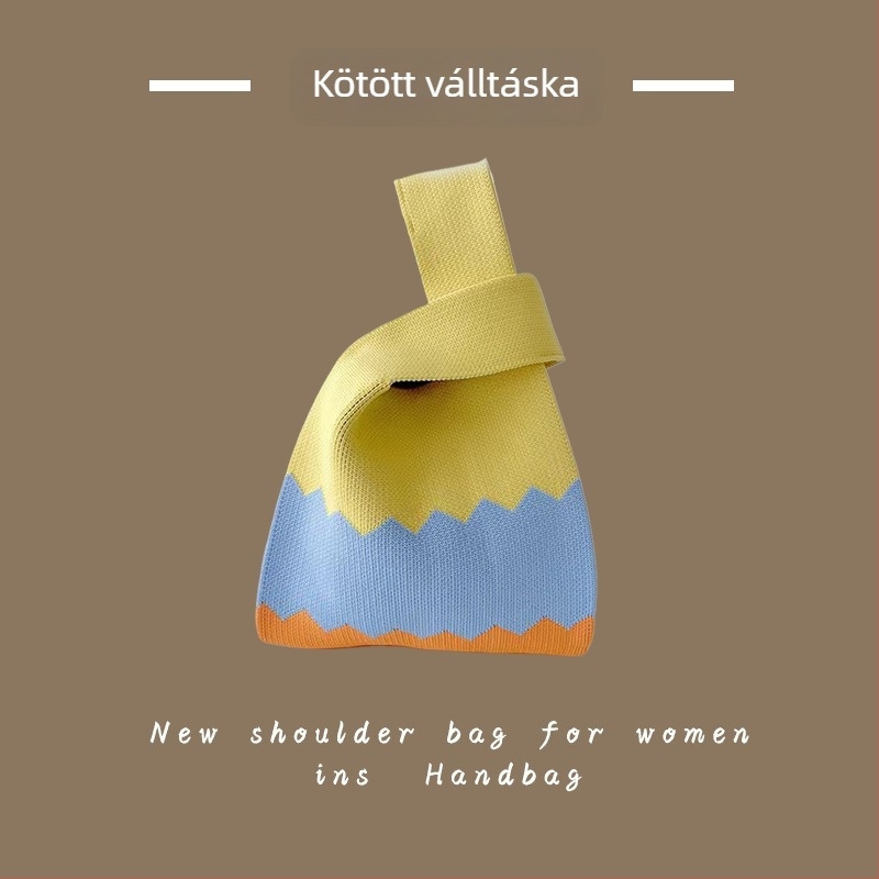 Női kötött táska - poliészter szövésű, kézitáska és csuklón viselhető táska