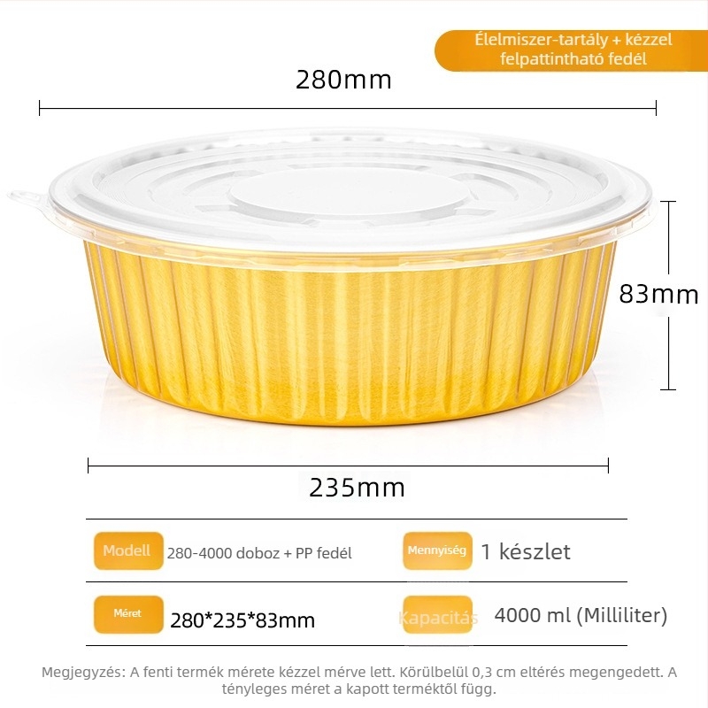 Kör alakú alumínium fóliás sütőtepsi, méret 280×83 mm, 4000 ml kapacitás, magas hőmérséklet-álló, tapadásmentes