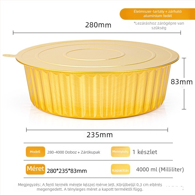 Kör alakú alumínium fóliás sütőtepsi, méret 280×83 mm, 4000 ml kapacitás, magas hőmérséklet-álló, tapadásmentes