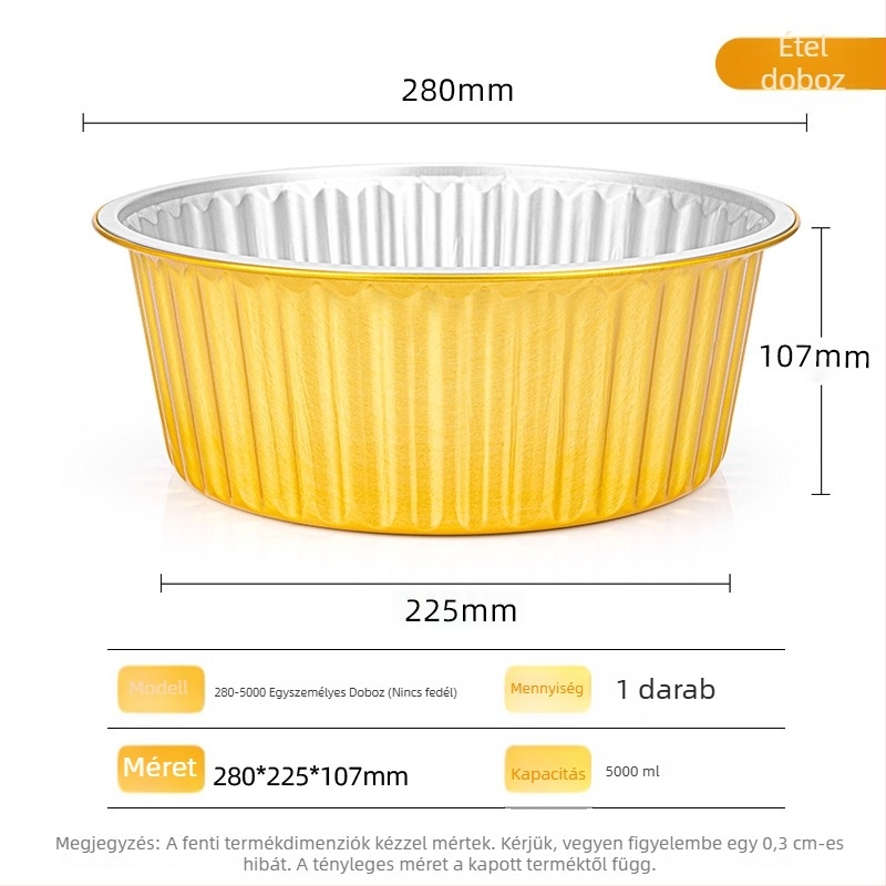 Kör alakú alumínium fóliás sütőtepsi, méret 280×83 mm, 4000 ml kapacitás, magas hőmérséklet-álló, tapadásmentes
